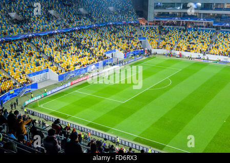 Aussicht vom Gipfel des Arena-Lemberg-Stadion UEFA Stockfoto