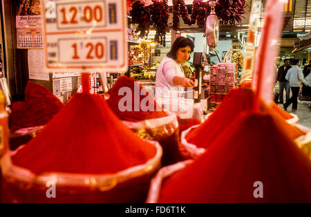 Gewürz-Shop in Central Market, Valencia, Spanien Stockfoto