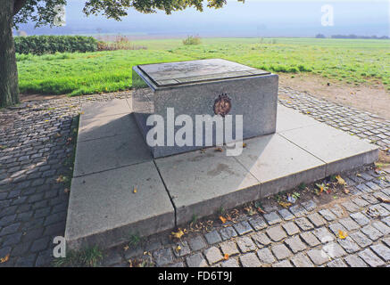 Zuran, die Bronze Karte auf den kommandierenden Hauptpfosten von Napoleon in seinem berühmten Schlacht von Austerlitz. Stockfoto