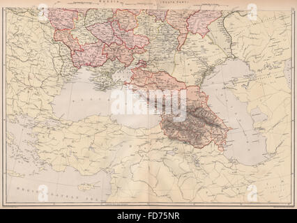 Russland IN Europa S: Ukraine Kaukasus Bessarabia.Oblasts.Scale in Wersten 1882 Karte Stockfoto