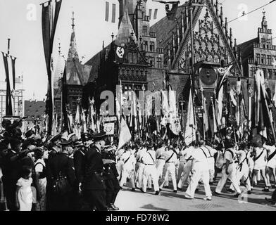 Festzug in Breslau für die deutschen Turn- und Sportfest, 1938 Stockfoto