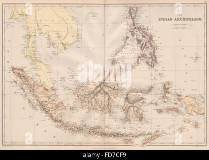 Niederländisch-OSTINDIEN: "Indischen Archipel" Indonesien Philippinen Singapur 1882 Karte Stockfoto