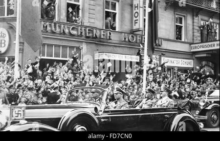 Benito Mussolini und Adolf Hitler in München, 1938 Stockfoto