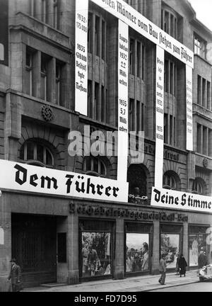 Wahlpropaganda des Reichsbetriebsgemeinschaft Bau für den Reichstagswahlen 1936 Stockfoto