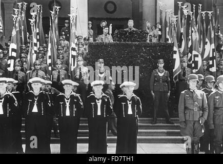 Reichsstatthalter (Reich Gouverneur) Wilhelm Murr hält eine Eröffnungsrede in Stuttgart, 1936 Stockfoto