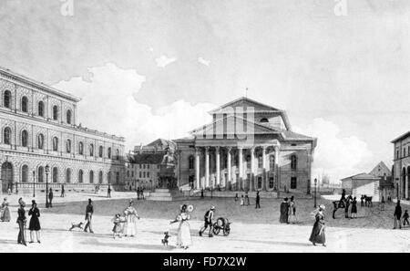 Max-Josef-Platz in München um 1850 Stockfoto