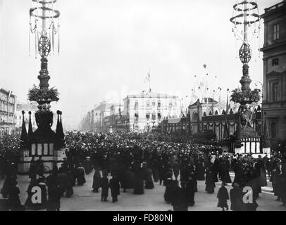 Dekoration auf der Ludwigsstraße in München für den Besuch von Kaiser Wilhelm II., 1906. Stockfoto