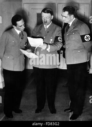 Joseph Goebbels, Adolf Hitler und Rudolf Heß, 1938 Stockfoto