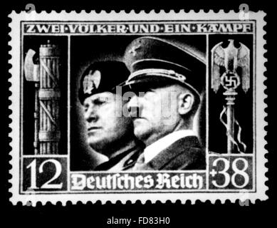 Stempel des Deutschen Reiches mit Hitler und Mussolini, 1941 Stockfoto