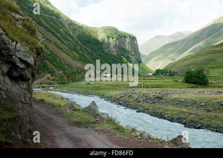 Georgien, Mzcheta-Mtianeti, Stepansminda, Truso-Tal Südlich von Stepanzminda Stockfoto