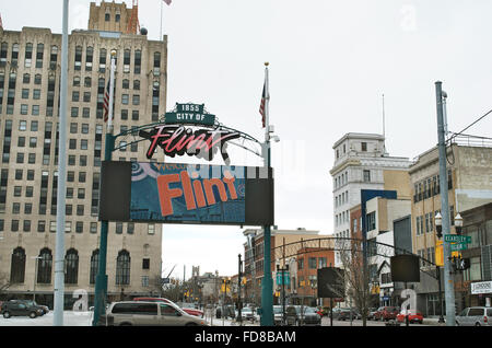 Die Innenstadt von Flint, Michigan USA Stockfoto