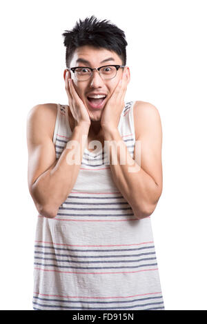 Porträt des jungen Mannes überrascht Stockfoto