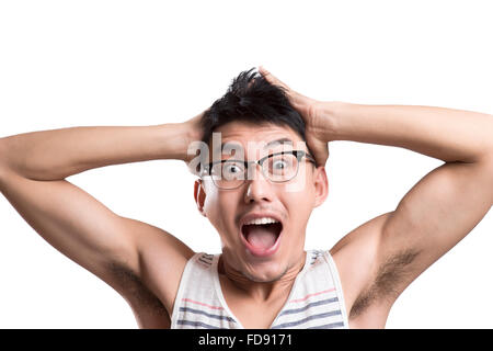 Porträt des jungen Mannes überrascht Stockfoto
