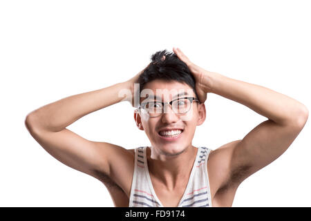 Porträt des jungen Mannes überrascht Stockfoto