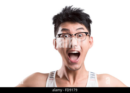 Porträt des jungen Mannes überrascht Stockfoto