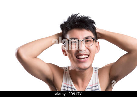Porträt des jungen Mannes überrascht Stockfoto