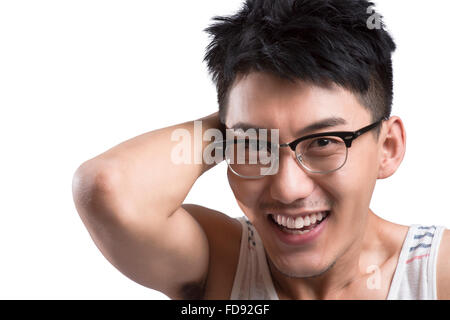 Porträt des jungen Menschen lachen Stockfoto
