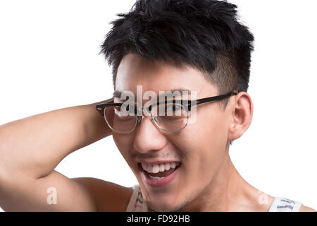 Porträt des jungen Menschen lachen Stockfoto