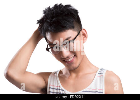 Porträt des jungen Menschen lachen Stockfoto