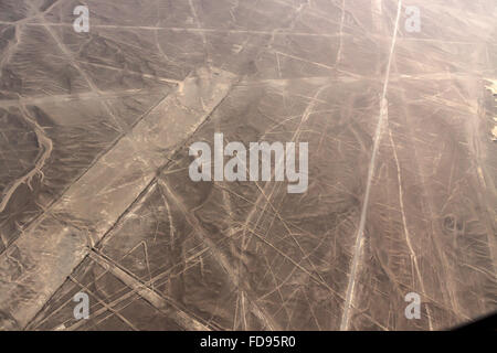 Condór, Spinne und Trapeze. Nazca-Wüste. Stockfoto