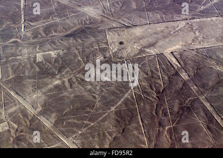 Condór und Trapeze. Nazca-Wüste. Stockfoto