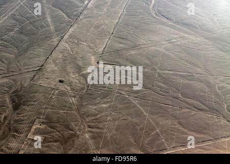 Condór und Trapeze. Nazca-Wüste. Stockfoto