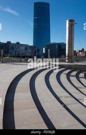 Detail der wenige Schritte vor dem Guggenheim-Museum Bilbao Spanien Stockfoto