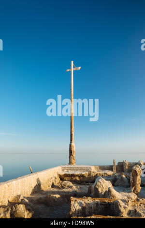 Salz-verkrusteten Ruinen auf Bombay Beach, am östlichen Ufer des Salton Meeres, California Stockfoto