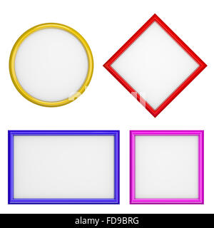 Rahmen unterschiedlicher Form Bildersammlung isoliert auf weißem Hintergrund 3D Illustration Stockfoto