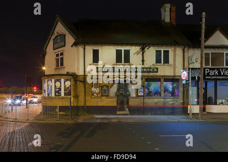 Das Pferd kann mit Ihnen, Star Wars Themen Graffiti auf der verlassenen Wirtshaus weißes Pferd, Kingsthorpe Grove, Northampton sein. Stockfoto