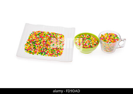 Candy Fennel Samen Tasse Teller und Schüssel niemand Stockfoto