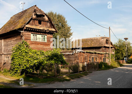 Cigoc, Kroatien, Störche auf dem Dach eines Hauses Stockfoto