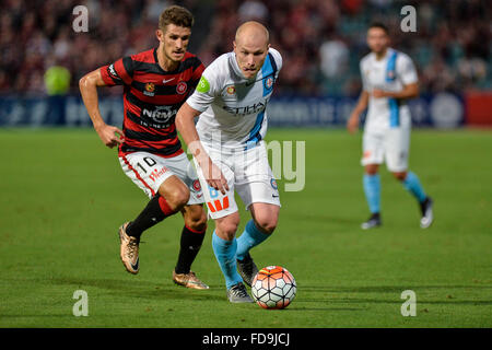 Pirtek Stadion, Parramatta, Australien. 29. Januar 2016. Hyundai A-League. Western Sydney Wanderers V Melbourne City. Melbourne-Mittelfeldspieler Aaron Mooy in Aktion. Bildnachweis: Aktion Plus Sport/Alamy Live-Nachrichten Stockfoto