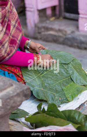 Frau Nepal verkaufen Obst und Gemüse Markt in Kathmandu, Nepal Stockfoto