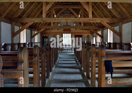 Innenraum der Kirche, Jamestown Settlement Stockfoto