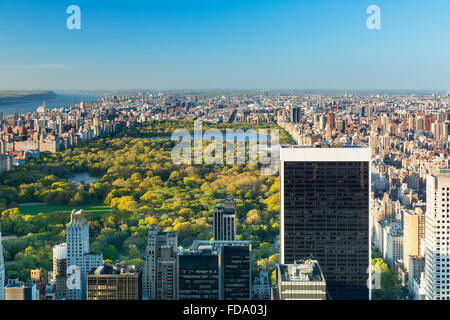 Skyline von New York Central Park, Blick vom Rockefeller Center Aussichtsplattform "Top of the Rock" Stockfoto