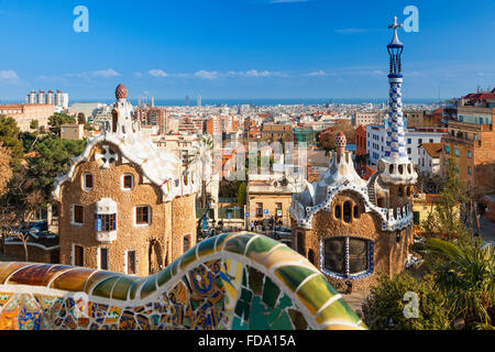 Skyline von Barcelona vom Park Güell Stockfoto