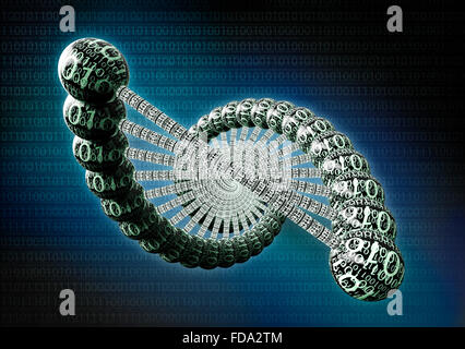 Doppel-Helix Dna aus binären Computercode gemacht Stockfoto