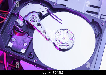 Draufsicht des Festplatten-Laufwerk zerlegt Stockfoto