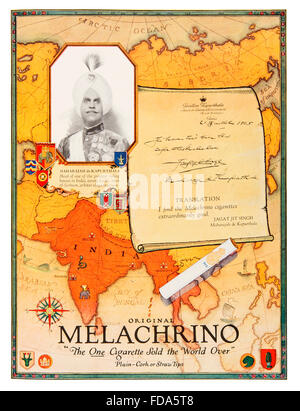 Melachrino Zigaretten Werbung von 1926; International; Studio; Magazin Stockfoto