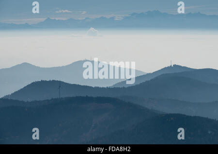 Schönau, Deutschland, Blick vom Ballon Richtung Schweizer Alpen Stockfoto