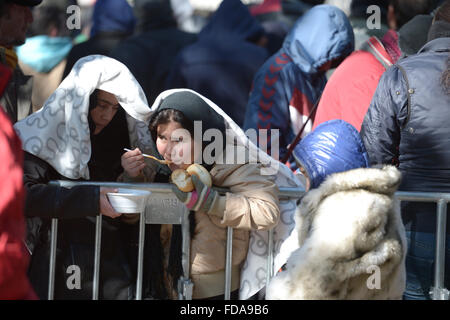 Berlin, Deutschland, LaGeSo Flüchtlinge warten. Stockfoto