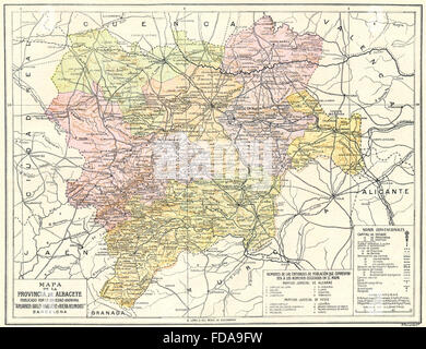 Spanien: Mapa De La Provincia de Albacete, 1913 Stockfoto