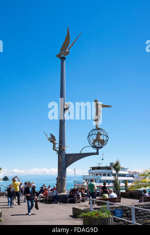 Magische Kolumne von Peter Lenk, Meersburg am Bodensee, Bodenseekreis, Oberschwaben, Baden-Württemberg, Deutschland Stockfoto