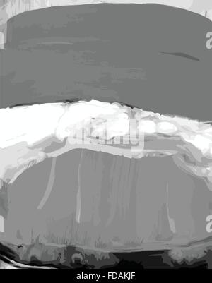 Abstrakte Malerei, Holzschnitt Welle in Graustufen Stock Vektor