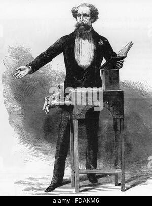 Englische Schriftsteller CHARLES DICKENS (1812-1870) auf einer seiner Lesungen auf seiner letzten Tour im Jahre 1886-1889 Stockfoto