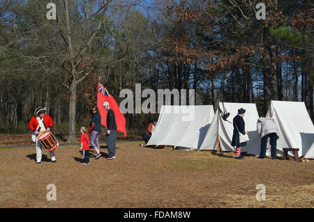 Reenactment der Schlacht von Cowpens im amerikanischen Unabhängigkeitskrieg an der Cowpens Schlachtfeld in Cowpens in South Carolina. Stockfoto