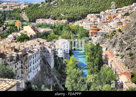 Aussicht auf Cuenca und Júcar Castilla La Mancha, Spanien. Stockfoto