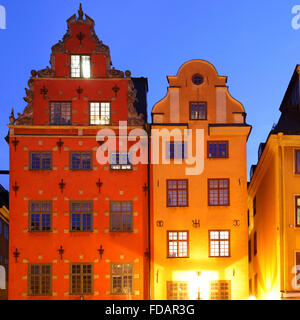 Stortorget Platz in Gamla Stan in der Nacht, Stockholm Stockfoto