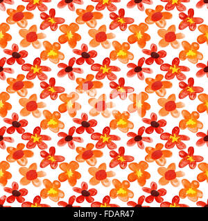 Rote Aquarell Blumen - nahtlose Blumenmuster Stockfoto